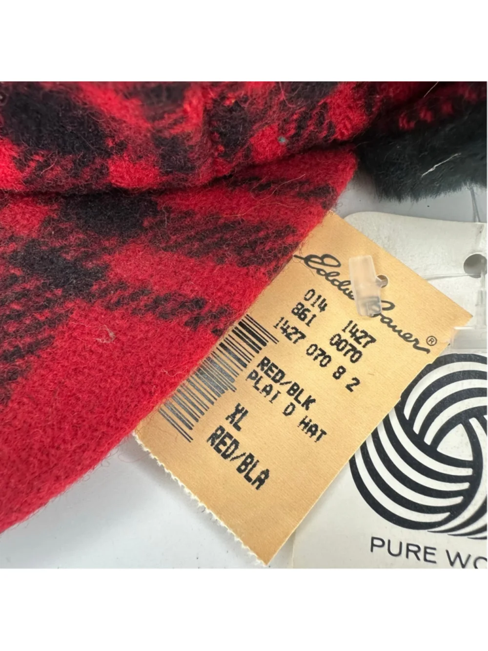 Deadstock Vintage New NWT Eddie Bauer Wool Plaid Trapper Hunting Hat Cap USA XL